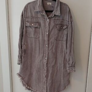 POL Mauve Washed Button-Up Shacket